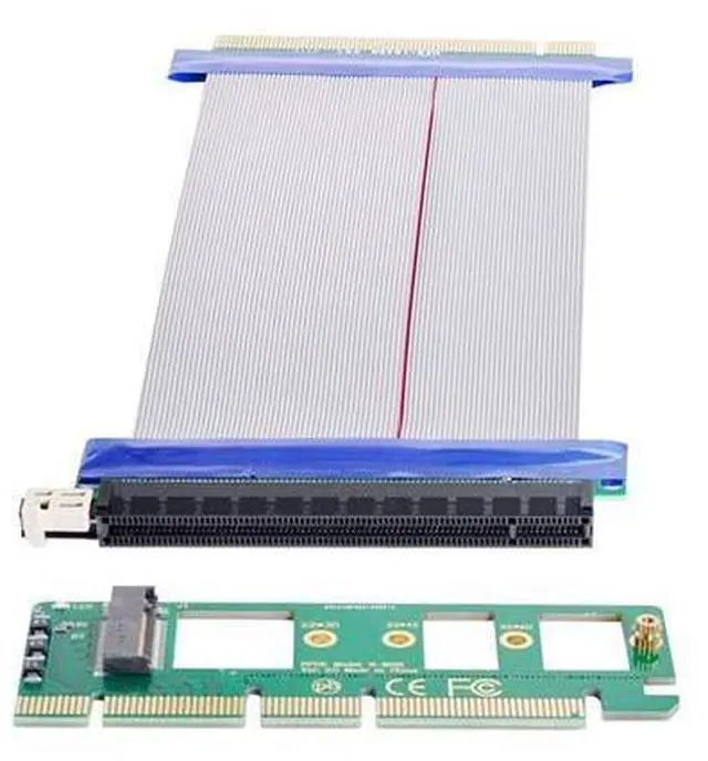Main image of NGFF M-Key NVME AHCI SSD to PCI-E 3.0 16x x16 Vertical Adapter with Cable Male to Female Extension