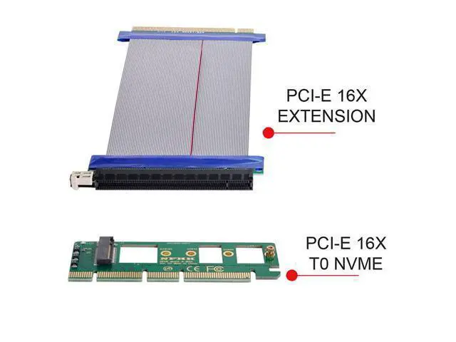 Alt view image 7 of 7 - NGFF M-Key NVME AHCI SSD to PCI-E 3.0 16x x16 Vertical Adapter with Cable Male to Female Extension