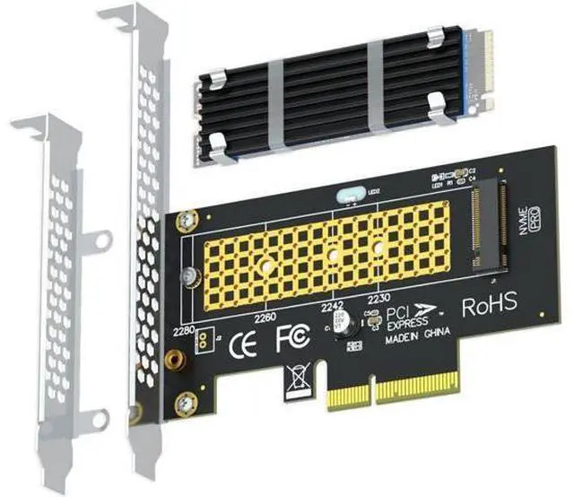 Main image of M.2 NVMe to PCIe 4.0 X4 Adapter with Heatsink (22x70mm) for NVMe SSD