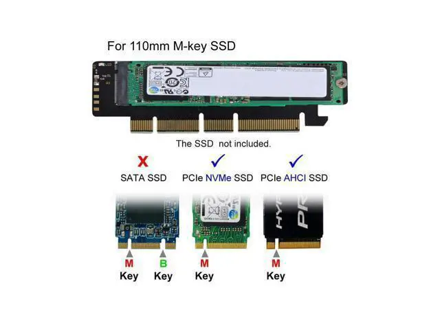 Alt view image 7 of 7 - NGFF M.2 M-Key NVME AHCI SSD to PCI-E 3.0 16x 4X Adapter for 110mm 80mm SSD
