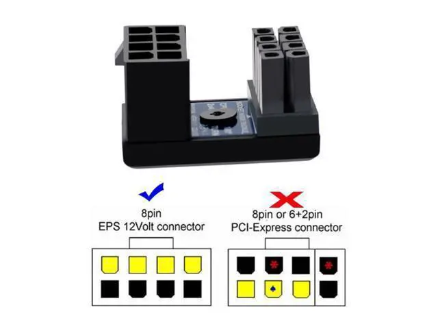Alt view image 2 of 7 - 2 Pack ATX 8Pin EPS 12V 180 Degree Angled CPU Power Socket Inside Buckle Connector Adapter