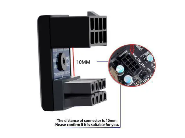 Alt view image 5 of 7 - 2 Pack ATX 8Pin EPS 12V 180 Degree Angled CPU Power Socket Inside Buckle Connector Adapter