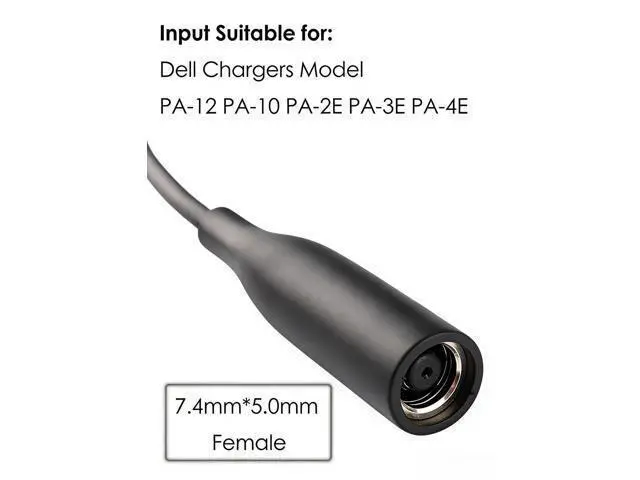 Alt view image 3 of 6 - 2-Pack Tip Adapter Converter Cable 7.4 to 4.5mm for D-ELL Laptop Power Supply 30w 40w 45w 65w 90w 120w 135w D5g6m 0d5g6m M3800 XPS 12 13 9350 3960 15 5930 5950 Inspiron 11 13 14 15 17 3000 5000 7000