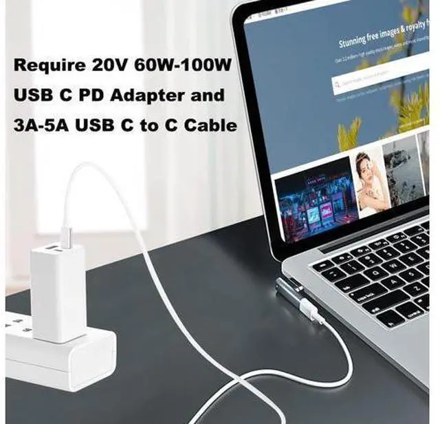 Alt view image 6 of 7 - Magnetic USB C Female to Mags 2 T Tip Male Adapter 100W PD Power Charger Type-C Converter Connector Support for MacBook Pro Air 2013 2014 2015 MD223 A1465 A1466