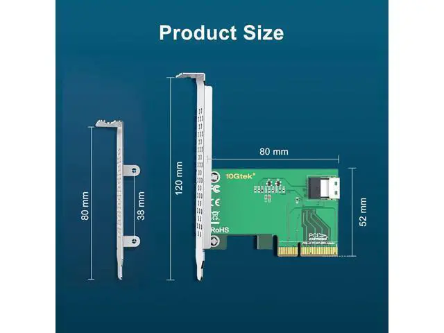 Alt view image 3 of 6 - PCIe 4.0 x4 to SFF-8654 Adapter Card for U.2 NVMe SSDs, SlimSAS 4i Interface