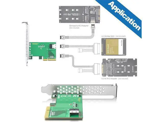 Alt view image 4 of 6 - PCIe 4.0 x4 to SFF-8654 Adapter Card for U.2 NVMe SSDs, SlimSAS 4i Interface
