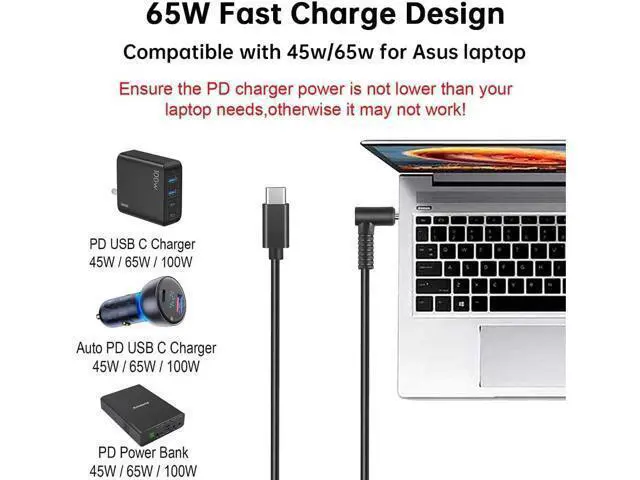 Alt view image 2 of 3 - for Asus Laptop Charging Adapter Female Type C to Male DC 4.0 x 1.35mm Barrel Jack Plug Converter 65W or 100W PD Power Charger Connector Tip (Male Black)