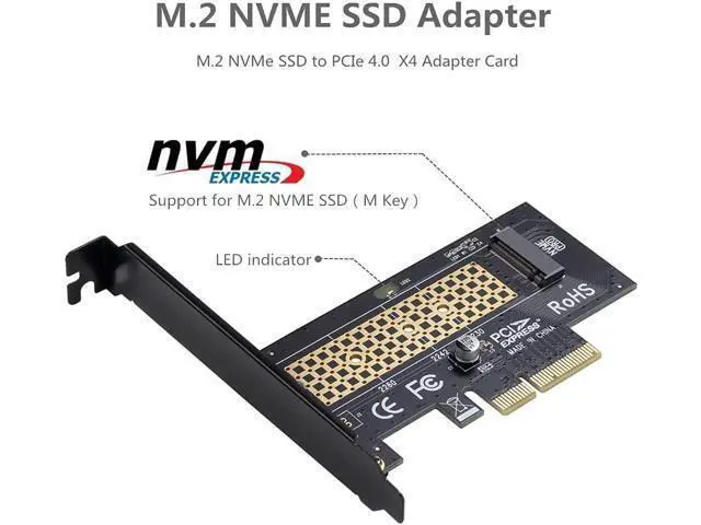 Alt view image 3 of 7 - M.2 NVME to PCIe 3.0 x4 Adapter with Aluminum Heatsink Solution