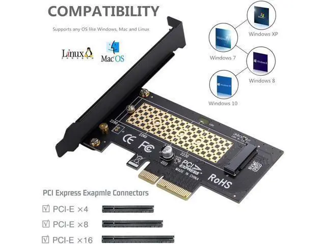 Alt view image 5 of 7 - M.2 NVME to PCIe 3.0 x4 Adapter with Aluminum Heatsink Solution
