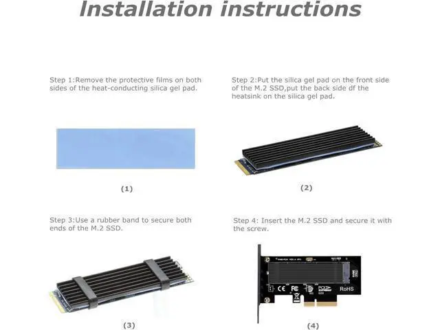 Alt view image 7 of 7 - M.2 NVME to PCIe 3.0 x4 Adapter with Aluminum Heatsink Solution