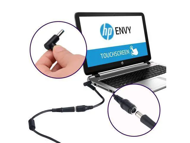 Alt view image 3 of 5 - Tip Adapter Connector Converter Cable 7.4x5.0mm to 4.5x3.0mm for H-P Stream Spectre Pavilion Envy Elitebook Split Chromebook; DC Dongle for H-P Notebook Adapter Replacement Power Cord (2 Pack)