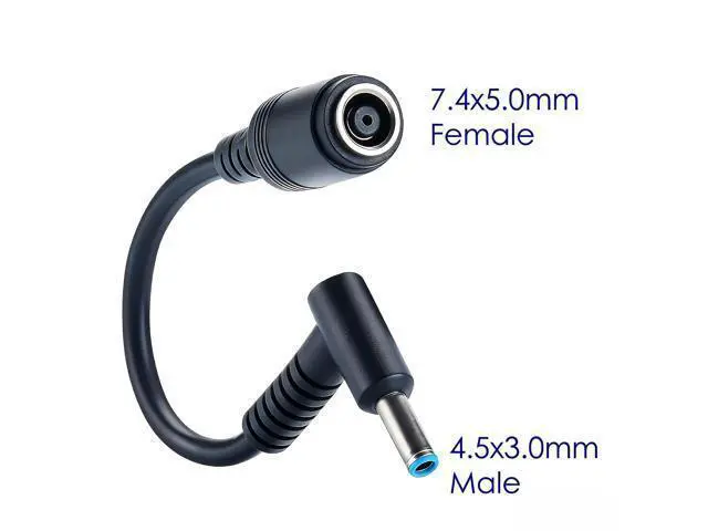 Alt view image 4 of 5 - Tip Adapter Connector Converter Cable 7.4x5.0mm to 4.5x3.0mm for H-P Stream Spectre Pavilion Envy Elitebook Split Chromebook; DC Dongle for H-P Notebook Adapter Replacement Power Cord (2 Pack)