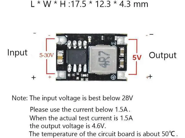 Alt view image 3 of 5 - 5V Regulator 6pcs Mini Reducer DC 5-30V 12V 24V Buck to 5V Buck Converter Board 1.8A Output Mini360 Small Size Aircraft Model MP1584EN Power Module(5 Volts)