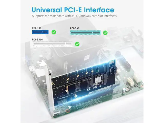 Alt view image 2 of 7 - Dual M.2 PCIE Adapter NVME/NGFF to PCIE X4 Expansion Card 32Gbps PCIE NVME SSD Adapter Compatible with B-Key/M-Key/B&M Key for 2230 2242 2260 2280 22110 SSD
