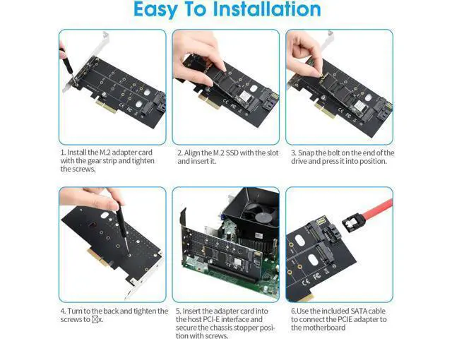 Alt view image 5 of 7 - Dual M.2 PCIE Adapter NVME/NGFF to PCIE X4 Expansion Card 32Gbps PCIE NVME SSD Adapter Compatible with B-Key/M-Key/B&M Key for 2230 2242 2260 2280 22110 SSD