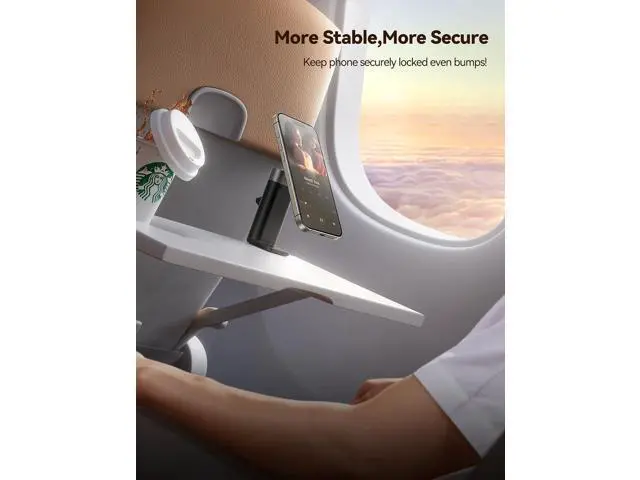 Alt view image 6 of 7 - 360° Metal Ball & Titanium Magsafe Airplane Phone Holder, Travel Essentials for Airplane Phone Mount, Universal Travel Phone Holder for Plane, Must Have for iPhone 17 16 15 14 13