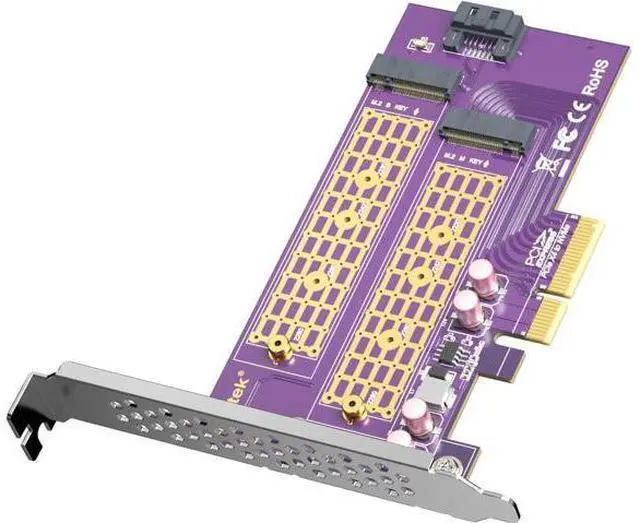 Main image of 2-Port M.2 NVMe to PCIe 3.0 X4 Adapter M-Key and B-Key, NVME/AHCI SSD to PCIe Expansion Card, Supports 2230, 2242, 2260 and 2280 Drives, with Full Height and Low Profile Bracket