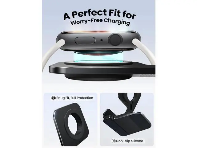 Alt view image 6 of 7 - Watch Stand for Apple Watch Magnetic Fast Charging- Desk Charger Stand Holder Dock for Apple iWatch Ultra3/2/1, Series 11/10/9/8/7/6/5/4/3/2/1, SE3/2/1 (49/46/45/44/42/41/40/38mm)(Black)