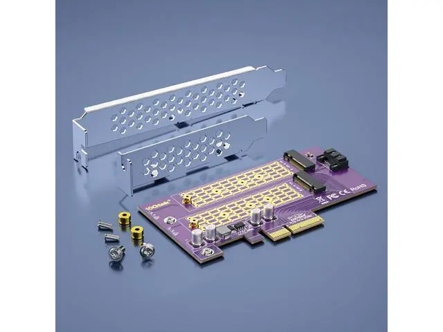 Alt view image 6 of 7 - 2-Port M.2 NVMe to PCIe 3.0 X4 Adapter M-Key and B-Key, NVME/AHCI SSD to PCIe Expansion Card, Supports 2230, 2242, 2260 and 2280 Drives, with Full Height and Low Profile Bracket
