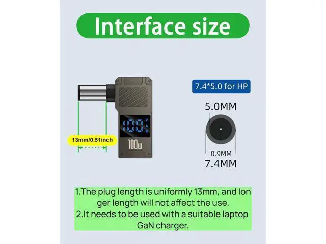Alt view image 2 of 7 - USB C to DC Adapter Cable, 7.4 * 5.0mm for H-P