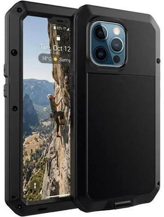 Main image of for iPhone 13 Case, 360 Full Body Protective Cover Heavy Duty Shockproof Tough Armour Aluminum Metal Case with Silicone Built-in Screen Protector for Apple iPhone 13 6.1 Inch - Black