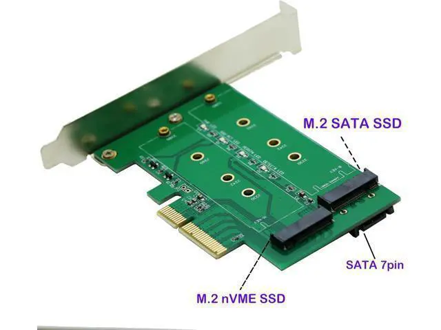 Alt view image 2 of 5 - M.2(NGFF) PCIe SSD to PCIe X4 Or SATA SSD to SATA Adapter Card