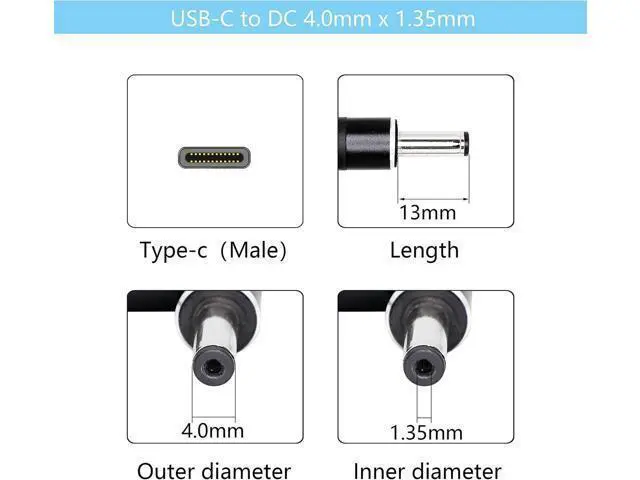 Alt view image 2 of 7 - USB-C to Asus 4.0 x 1.35mm Converter Tip
