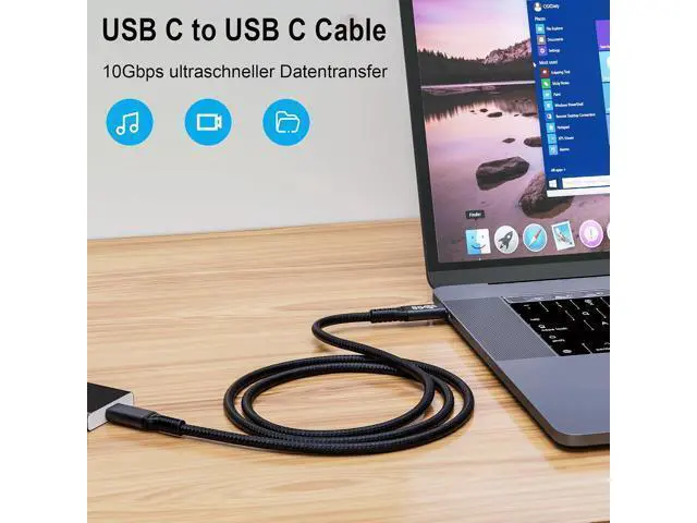 Alt view image 2 of 7 - 100W Short USB C to USB C Cable 3.3FT, USB C 3.1 Gen 2 Cable 10Gbps 4K Video High Speed Data Transfer Fast Charging Cord for iPhone 17 16 15 Series, MacBook, Sam-sung S25, Display Monitor