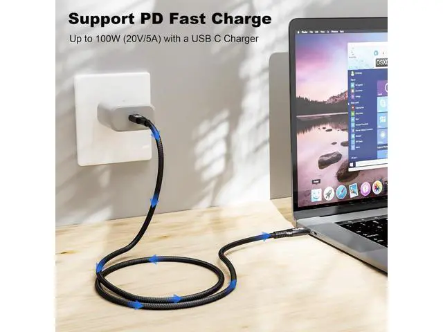 Alt view image 4 of 7 - 100W Short USB C to USB C Cable 3.3FT, USB C 3.1 Gen 2 Cable 10Gbps 4K Video High Speed Data Transfer Fast Charging Cord for iPhone 17 16 15 Series, MacBook, Sam-sung S25, Display Monitor