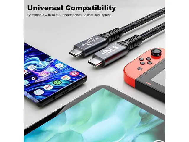 Alt view image 5 of 7 - 100W Short USB C to USB C Cable 3.3FT, USB C 3.1 Gen 2 Cable 10Gbps 4K Video High Speed Data Transfer Fast Charging Cord for iPhone 17 16 15 Series, MacBook, Sam-sung S25, Display Monitor