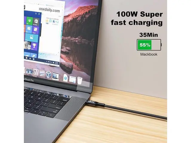 Alt view image 7 of 7 - 100W Short USB C to USB C Cable 3.3FT, USB C 3.1 Gen 2 Cable 10Gbps 4K Video High Speed Data Transfer Fast Charging Cord for iPhone 17 16 15 Series, MacBook, Sam-sung S25, Display Monitor