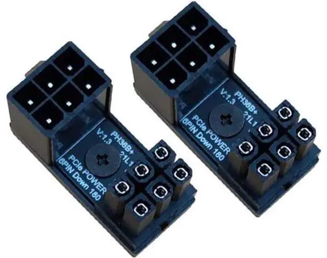 Main image of GPU PCIe ATX 6Pin Female to Male 180Degree Angled Power Adapter Connector for Desktops Graphics Card(2pcs Type B/Pack)