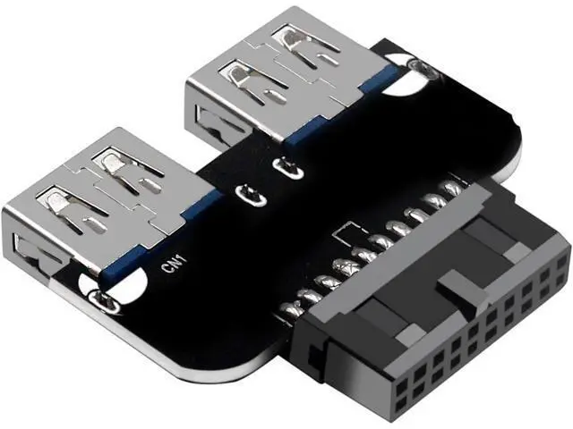 Alt view image 2 of 5 - USB 3.0 Front Panel Header, 19/20Pin Female to Dual Straight USB 3.0 Female Convert Card for Mainboard Header Port Extension