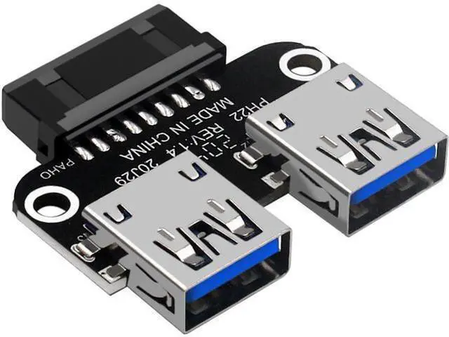 Main image of USB 3.0 Front Panel Header, 19/20Pin Female to Dual Straight USB 3.0 Female Convert Card for Mainboard Header Port Extension