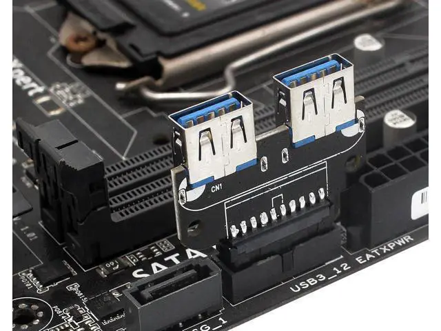 Alt view image 5 of 5 - USB 3.0 Front Panel Header, 19/20Pin Female to Dual Straight USB 3.0 Female Convert Card for Mainboard Header Port Extension