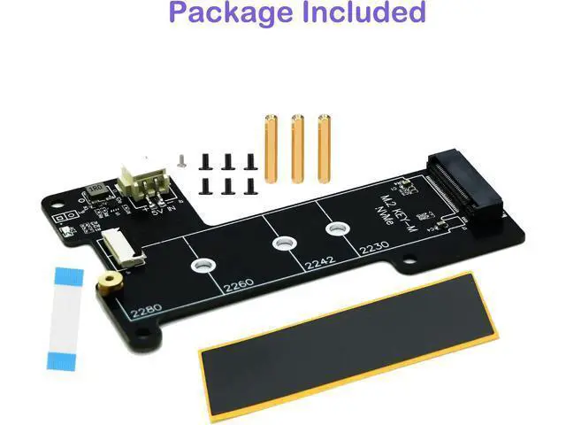 Alt view image 5 of 5 - M.2 NVMe to PCIe 16pin FPC Adapter Card with Heatsink for Raspberry Pi 5 (Support 2230,2242,2280 SSD)