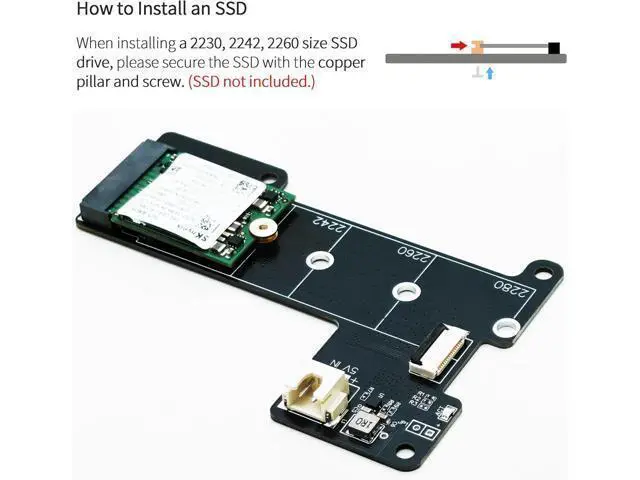 Alt view image 4 of 5 - M.2 NVMe to PCIe 16pin FPC Adapter Card with Heatsink for Raspberry Pi 5 (Support 2230,2242,2280 SSD)