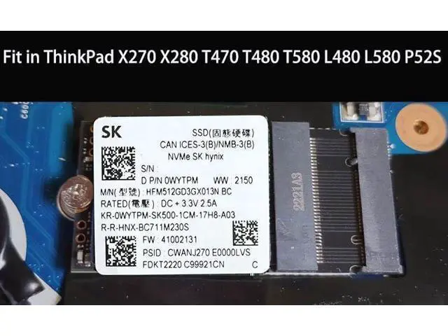 Alt view image 5 of 5 - NGFF 2230 to 2242 Extension Card,M.2 NVME M-Key 2230 As B+M Key 2242 SSD,Compatible with ThinkPad X270 X280 T470 T480 T580 L480 L580 P52S T14s, ST4280-B