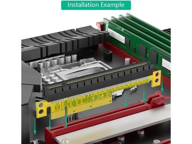 Alt view image 5 of 5 - PCI-E PCIe Express 8X to 16X Riser Extension Card Upward