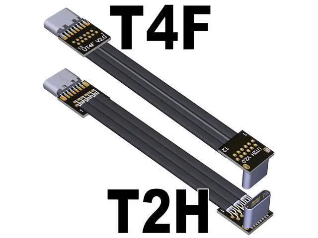Alt view image 3 of 4 - USB 2.0 Type-C Male to Type-C Female Flat Cable (10cm, T2H-T4F)