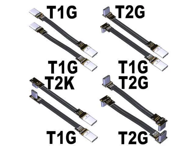 Alt view image 2 of 3 - USB 2.0 Type-C Male to Type-C Female Flat Cable (10cm, T1G-T1G)