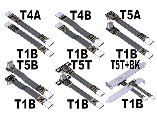 Alt view image 2 of 5 - USB 3.1 Type-C Male to Type-C Female Flat Cable (3cm, T1B-T5B)