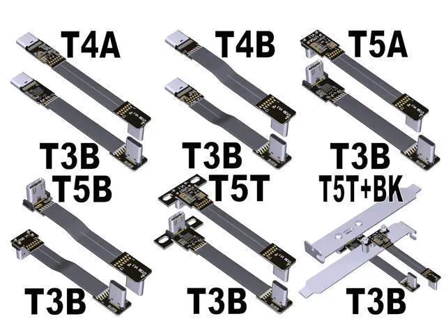 Alt view image 4 of 5 - USB 3.1 Type-C Male to Type-C Female Flat Cable (3cm, T1B-T5B)