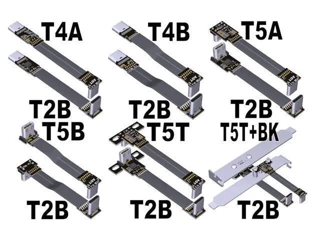 Alt view image 3 of 5 - USB 3.1 Type-C Male to Type-C Female Flat Cable (3cm, T1B-T5B)