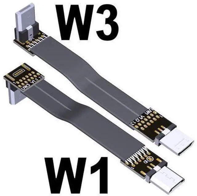 Alt view image 3 of 7 - USB 2.0 Micro-B Male to Micro-B Male OTG Flat Cable 13pin (15cm, W1-W3)