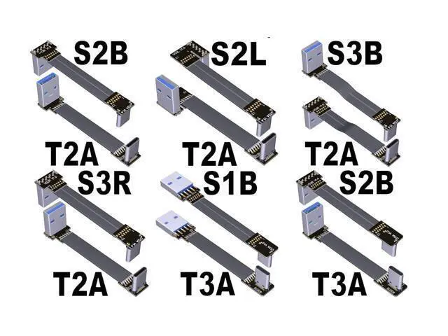 Alt view image 3 of 4 - USB 3.1 Type-C Male to Type-A Male Flat Cable (5cm, T3A-S2L)