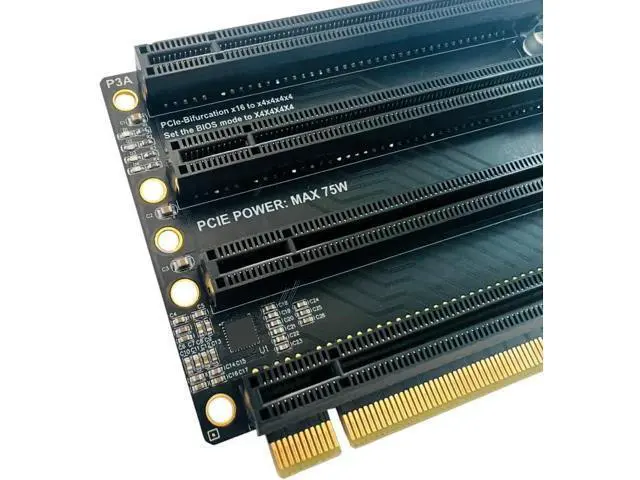 Alt view image 2 of 6 - Sintech PCI-e 3.0 16X to 4 Ports PCIe 4X/16X Expansion Card,PCIe Bifurcation x16 to x4x4x4x4 Split Card with SATA Power Port