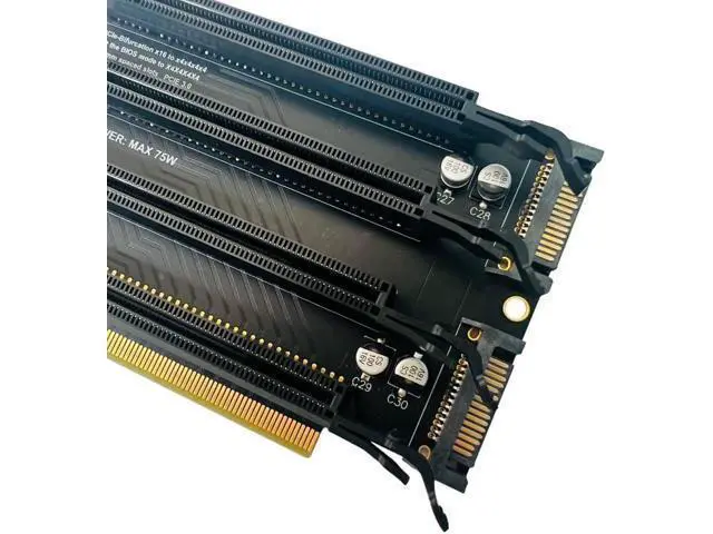 Alt view image 3 of 6 - Sintech PCI-e 3.0 16X to 4 Ports PCIe 4X/16X Expansion Card,PCIe Bifurcation x16 to x4x4x4x4 Split Card with SATA Power Port