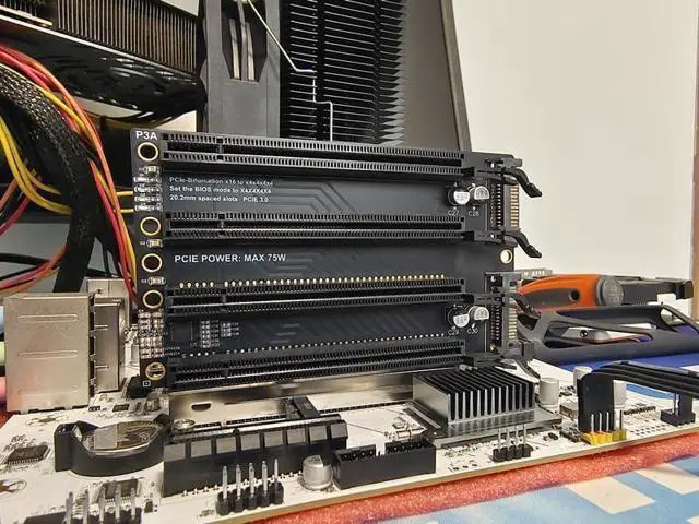 Alt view image 6 of 6 - Sintech PCI-e 3.0 16X to 4 Ports PCIe 4X/16X Expansion Card,PCIe Bifurcation x16 to x4x4x4x4 Split Card with SATA Power Port