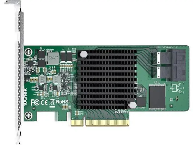 Alt view image 2 of 7 - HBA Card, 8-Port (12Gb/s SAS or 6Gb/s SATA), Compare to LSI 9300-8i (IT Mode), (2X) SFF-8643 Connectors, PCIe3.0 X8